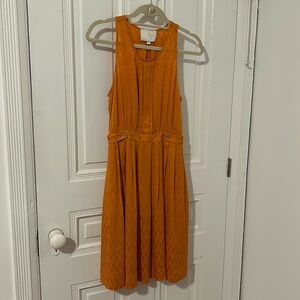 Anthropologie Orange Silk Tennis Racket Dress, Size 6P